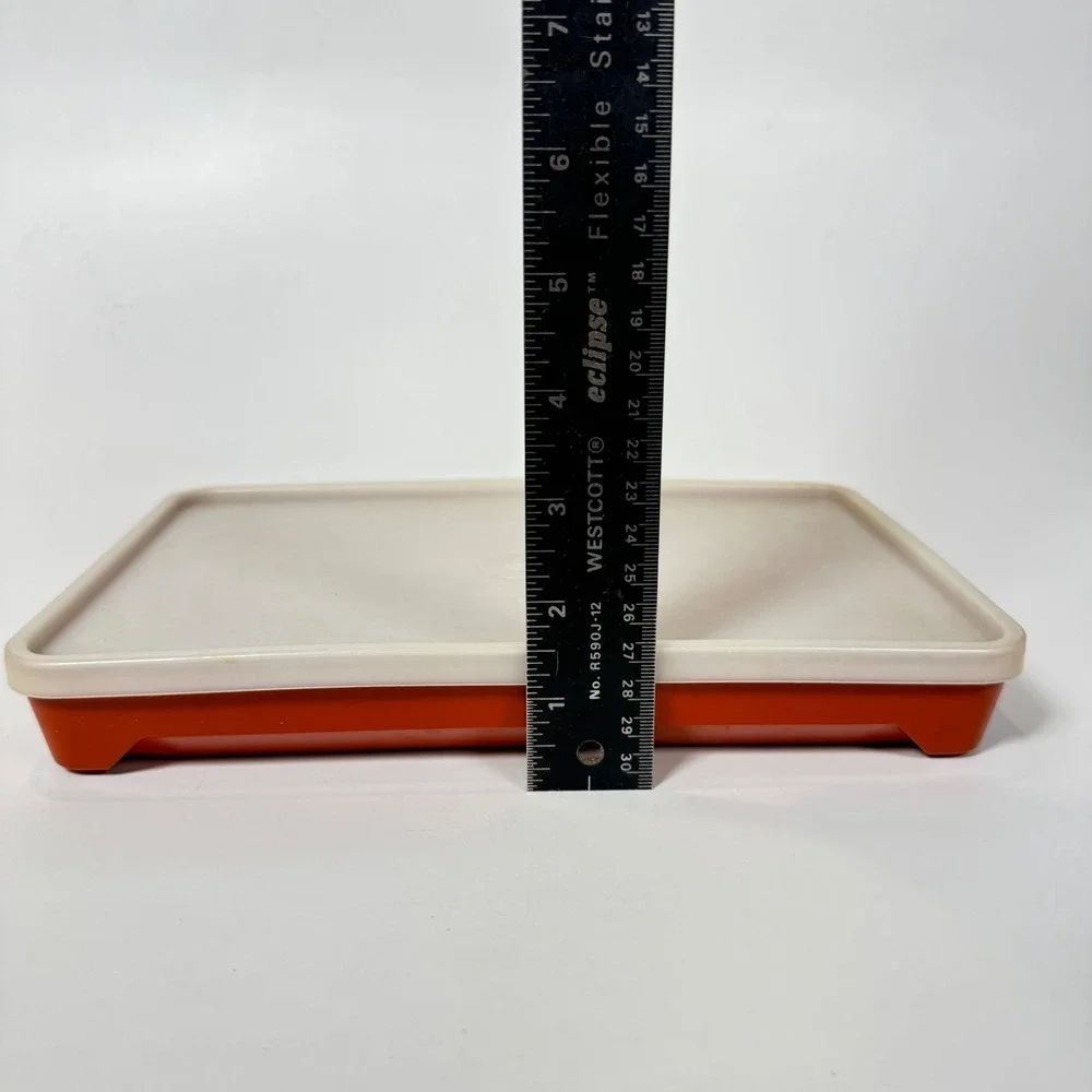 Vintage Tupperware Bacon Meat Keeper Set Paprika Red Orange 3pc 794 1292 622